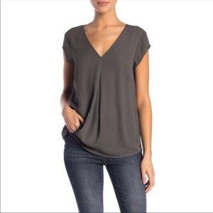 NWT Halogen Gray Double V-Neck Top